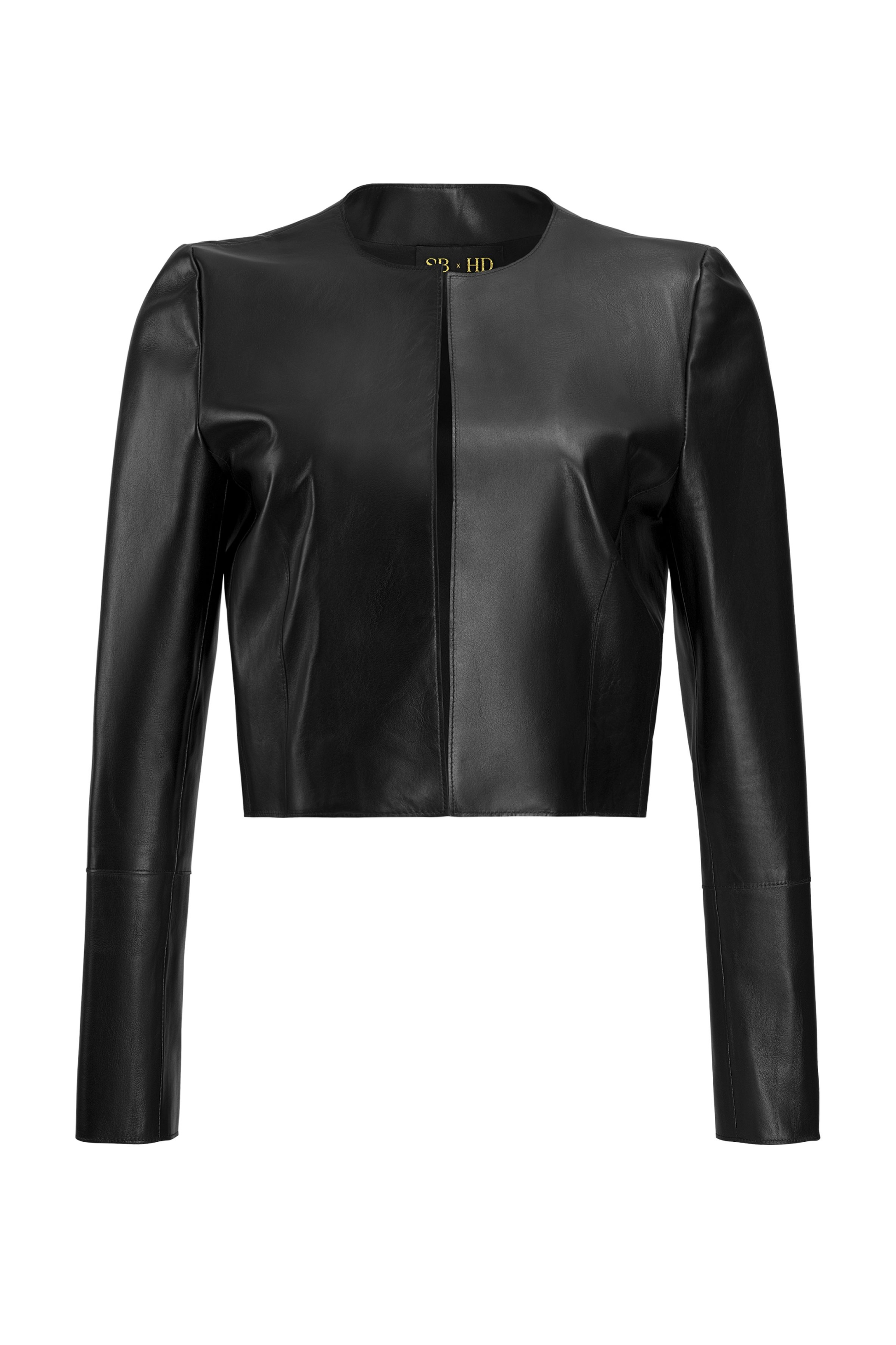 Essential Black Cropped Leather Jacket SBxHD